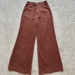 Rollas Eastcoast Flare High Rise Chestnut Corduroy Pants Women's Size XS‎